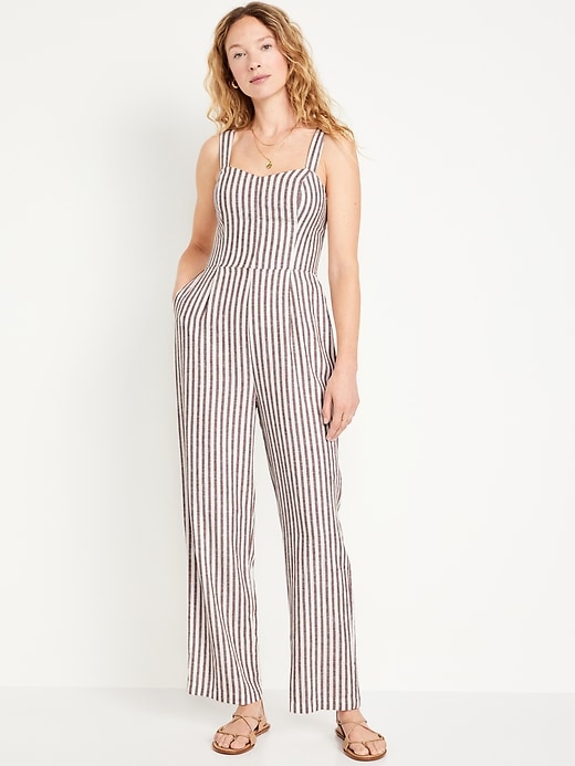 Image number 1 showing, Fit & Flare Linen-Blend Jumpsuit