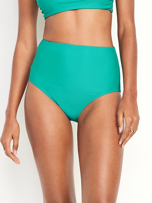 Image number 1 showing, High-Waisted French-Cut Bikini Swim Bottoms