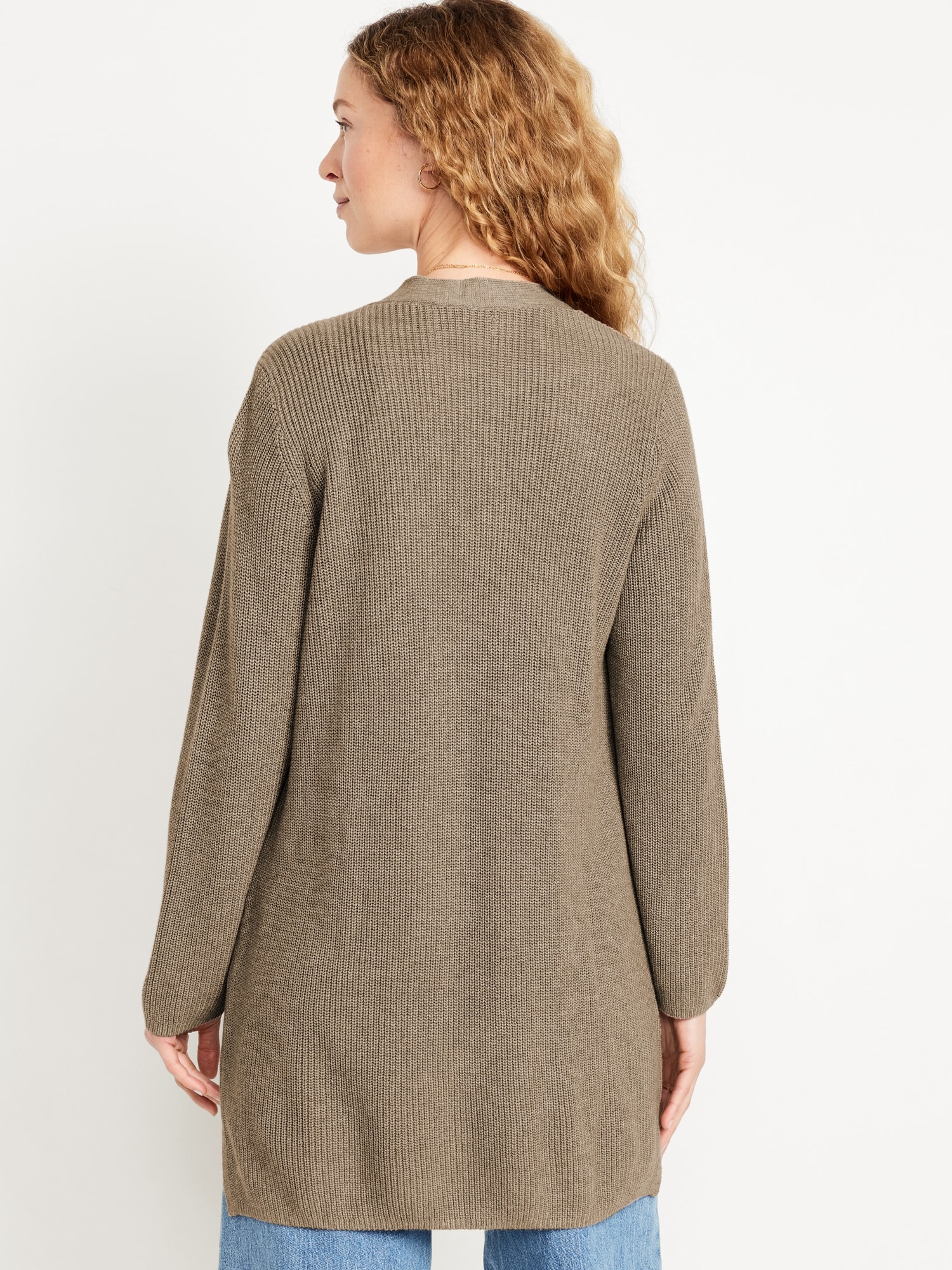 Open-Front Longline Cardigan Sweater