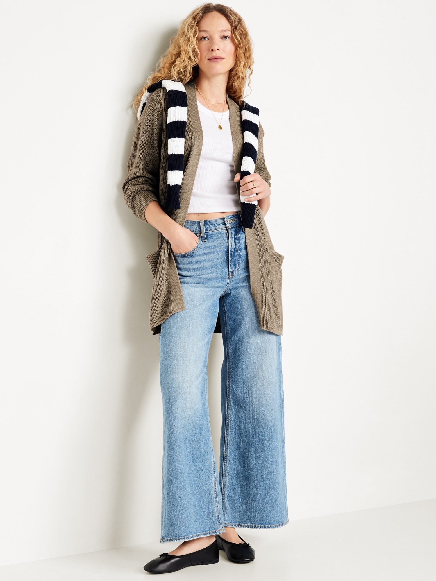 Open-Front Longline Cardigan Sweater