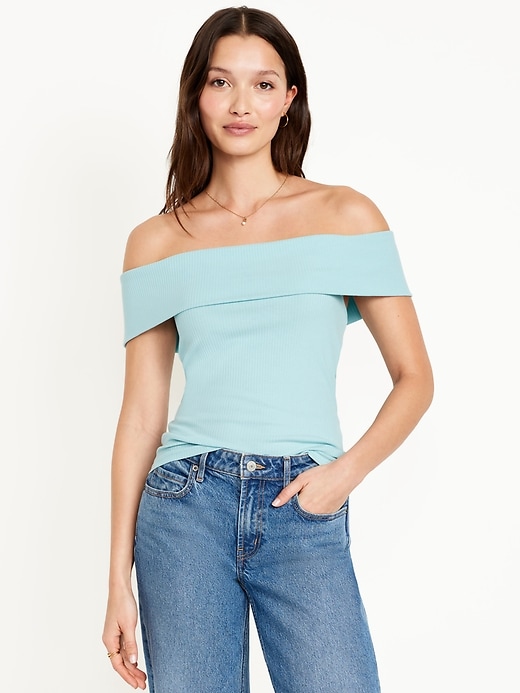 Image number 1 showing, Off-Shoulder Ribbed Top