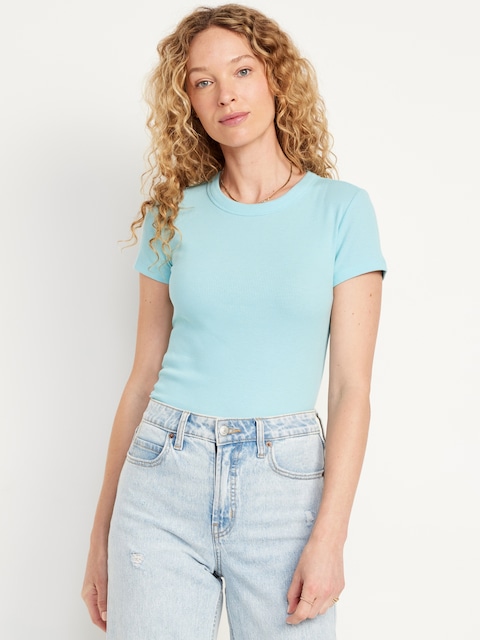 Snug Crop T-Shirt - Ceramic Blue