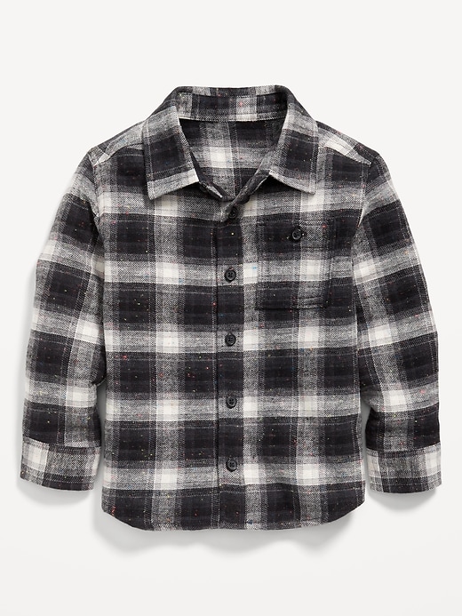 View large product image 1 of 1. Cozy Long-Sleeve Plaid Pocket Shirt for Toddler Boys