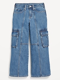 View large product image 4 of 5. High-Waisted Super Baggy Wide-Leg Cargo Jeans for Girls