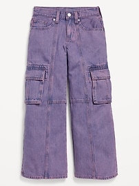 View large product image 4 of 5. High-Waisted Super Baggy Wide-Leg Cargo Jeans for Girls