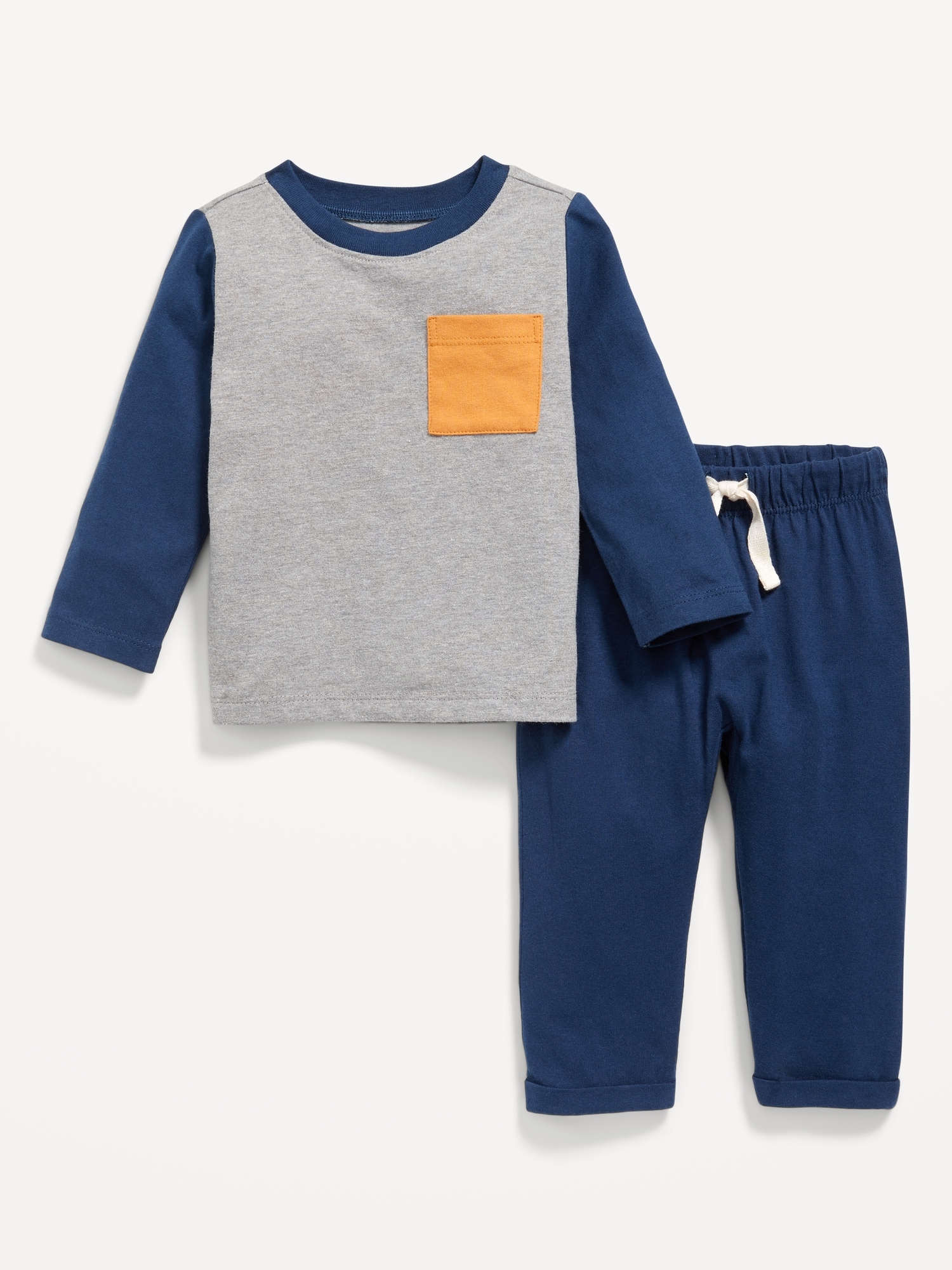 Long-Sleeve Pocket T-Shirt and Pants Set for Baby