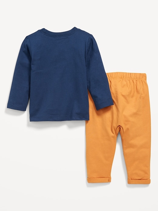 View large product image 2 of 3. Long-Sleeve Jersey-Knit T-Shirt and Pants Set for Baby