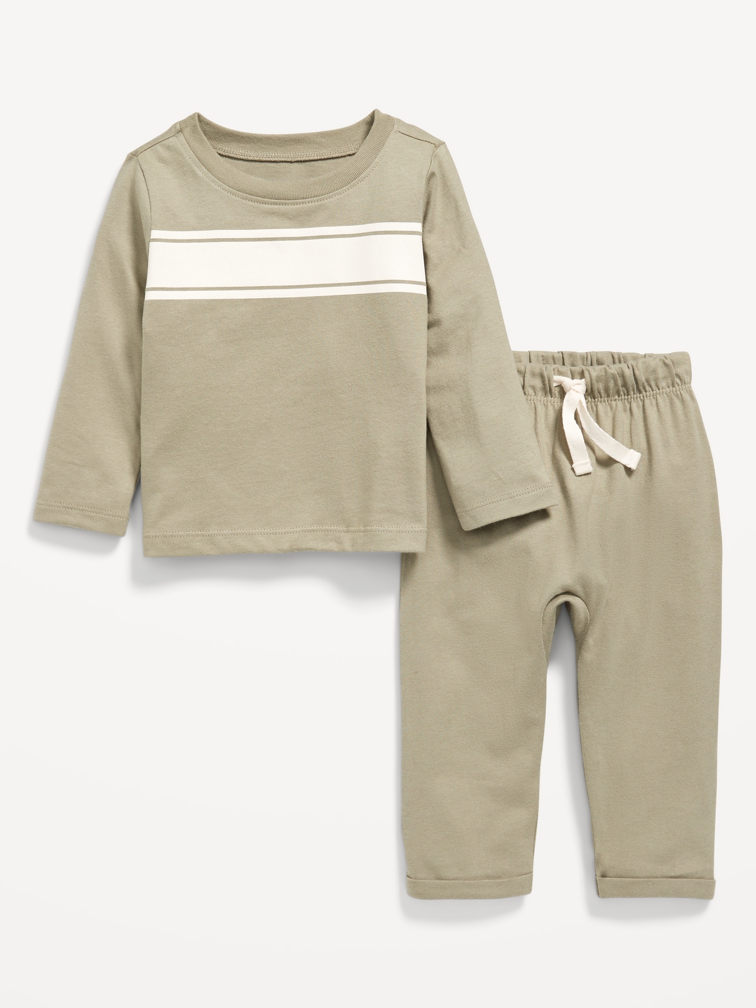 Long-Sleeve Jersey-Knit T-Shirt and Pants Set for Baby