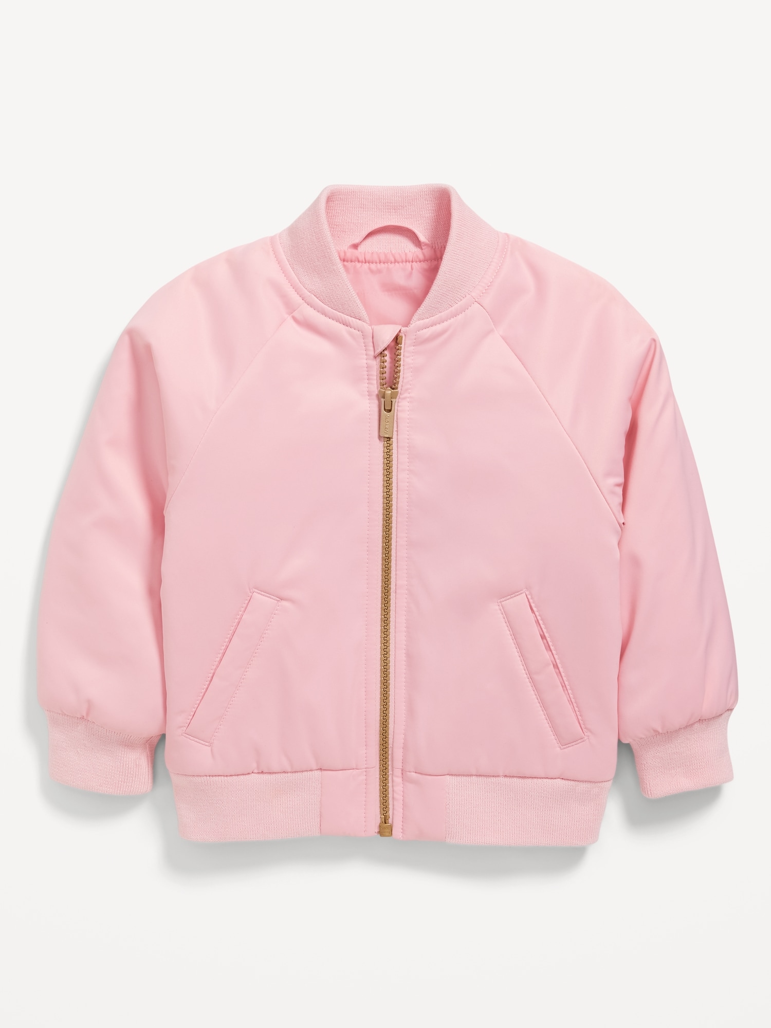 Zip-Front Satin Bomber Jacket for Toddler Girls