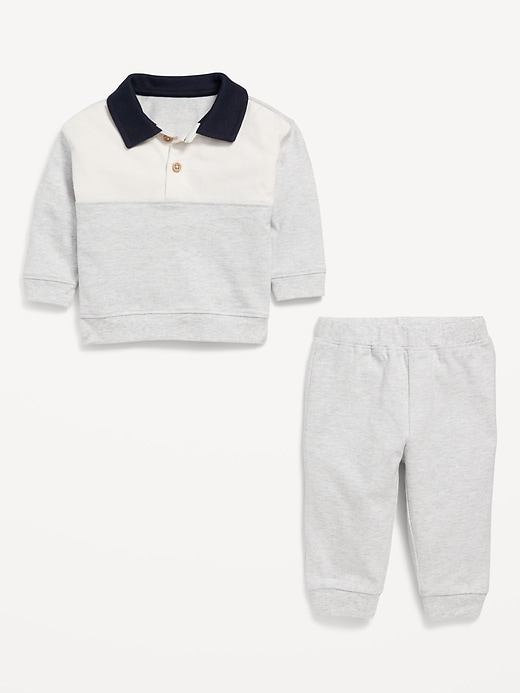 View large product image 2 of 2. Long-Sleeve Jersey Knit Polo Shirt and Joggers Set for Baby