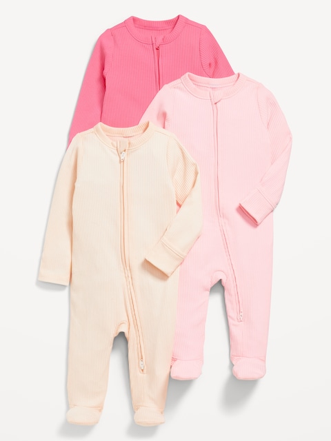 2-Way-Zip Sleep & Play Footed One-Piece 3-Pack for Baby