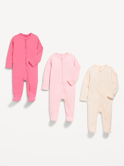 Image number 3 showing, 2-Way-Zip Sleep & Play Footed One-Piece 3-Pack for Baby