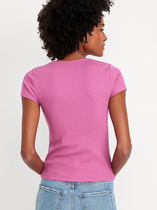 Image number 2 showing, Lace-Trim Rib-Knit Top