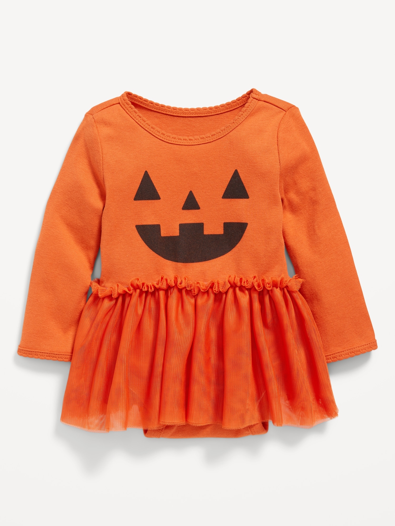 Old Navy Babies Long Sleeve Graphic Bodysuit Tutu Dress Orange Regular Size 6 12 M