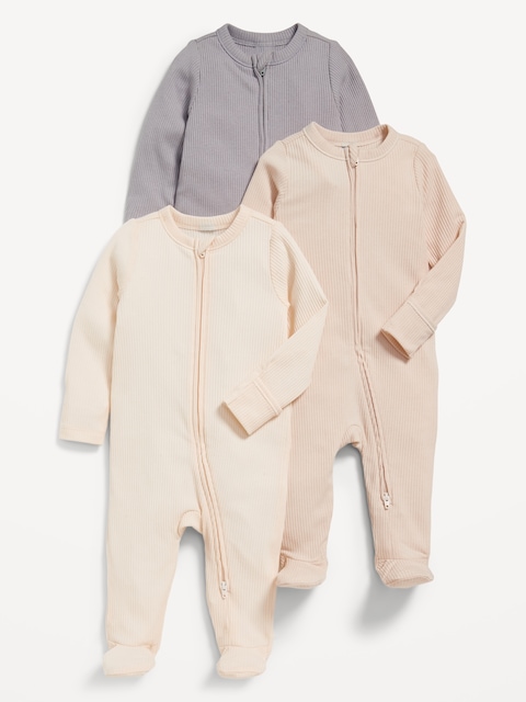 2-Way-Zip Sleep & Play Footed One-Piece 3-Pack for Baby