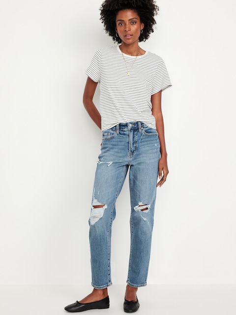 High-Waisted OG Straight Ripped Ankle Jeans