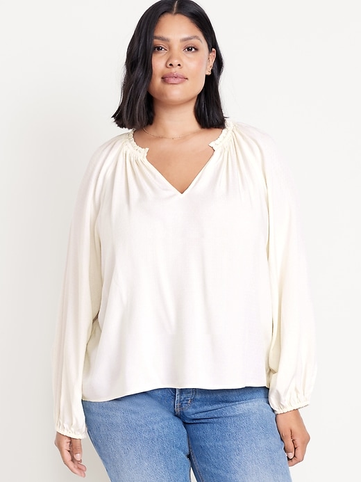 Image number 7 showing, Ruffled Split-Neck Top