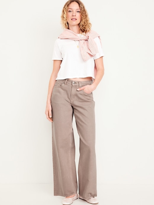 Image number 1 showing, Mid-Rise Baggy Wide-Leg Jeans