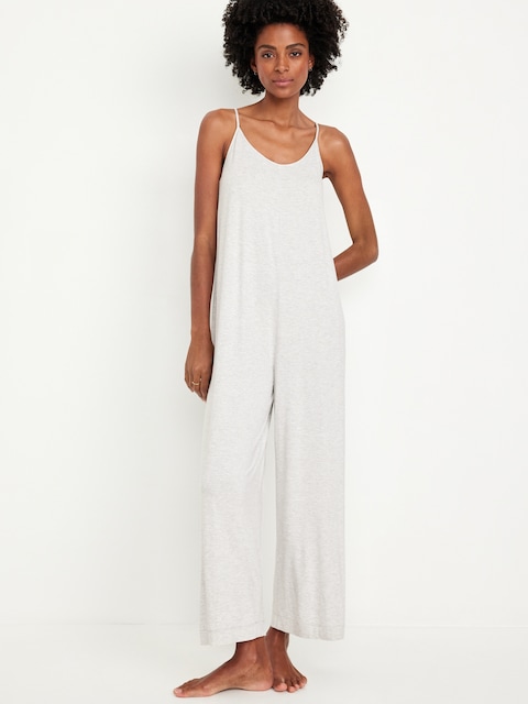 Sunday Sleep Knit Jersey Jumpsuit - Light Heather Gray