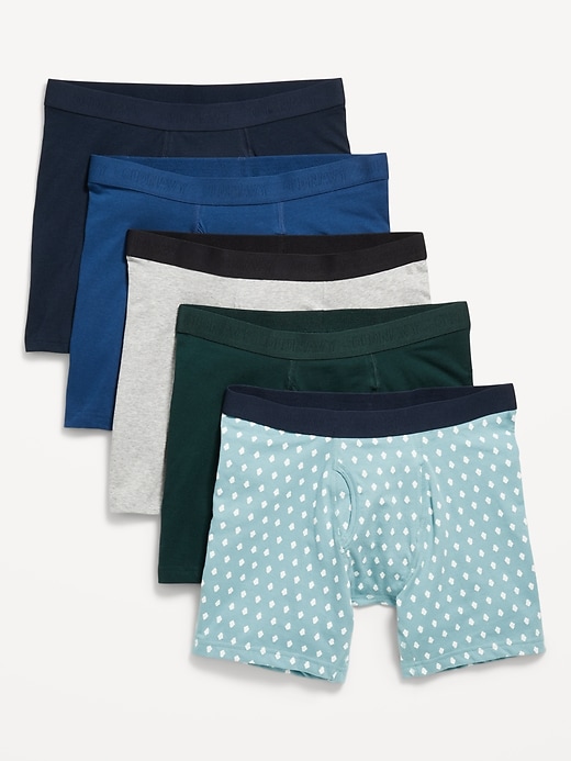 View large product image 1 of 1. 5-Pack Soft-Washed Boxer Briefs -- 6.25-inch inseam