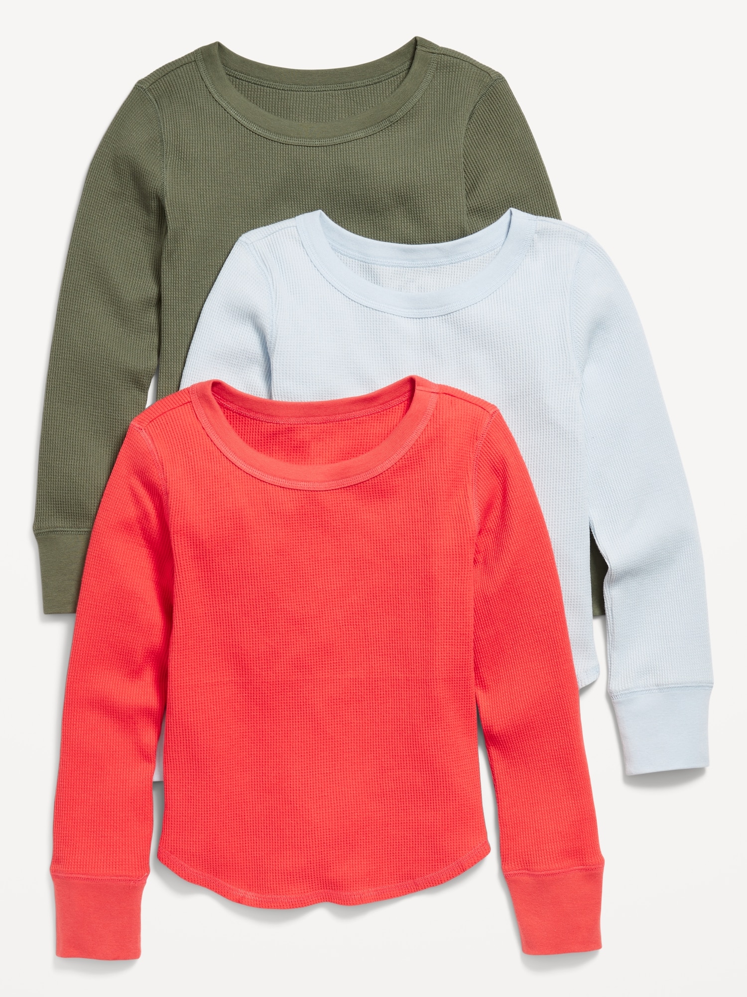 Long-Sleeve Thermal-Knit T-Shirt 3-Pack for Girls