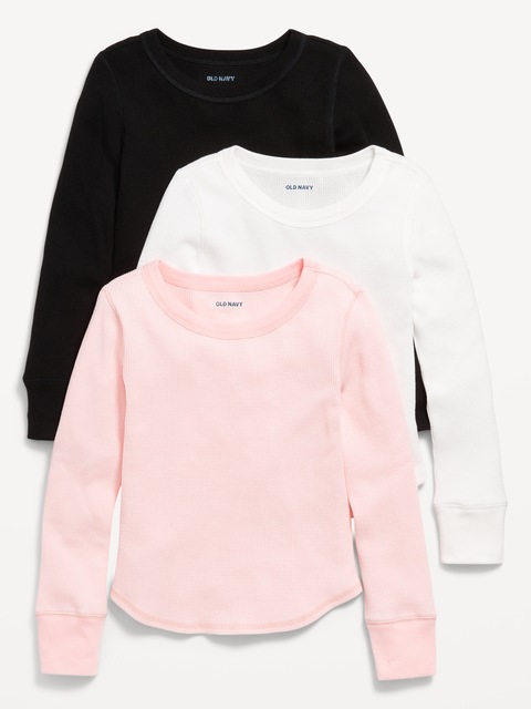 Long-Sleeve Thermal-Knit T-Shirt 3-Pack for Girls