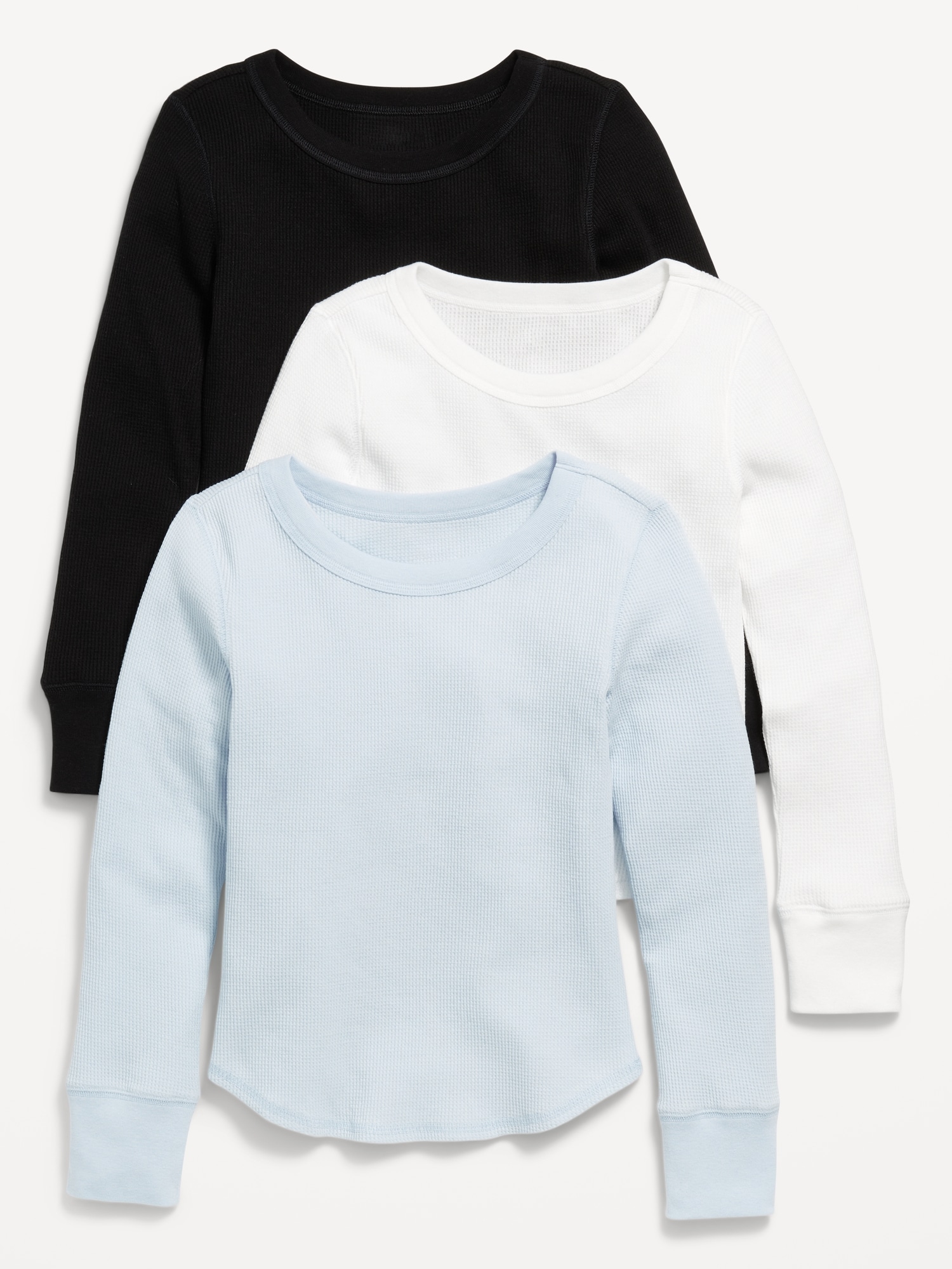Long-Sleeve Thermal-Knit T-Shirt 3-Pack for Girls
