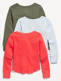 Image number 2 showing, Long-Sleeve Thermal-Knit T-Shirt 3-Pack for Girls