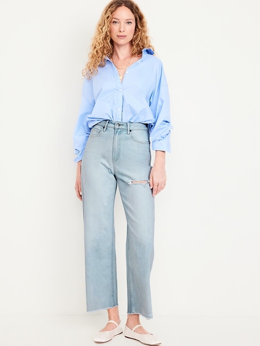 Image number 1 showing, Extra High-Waisted Sky-Hi Wide-Leg Crop Jeans