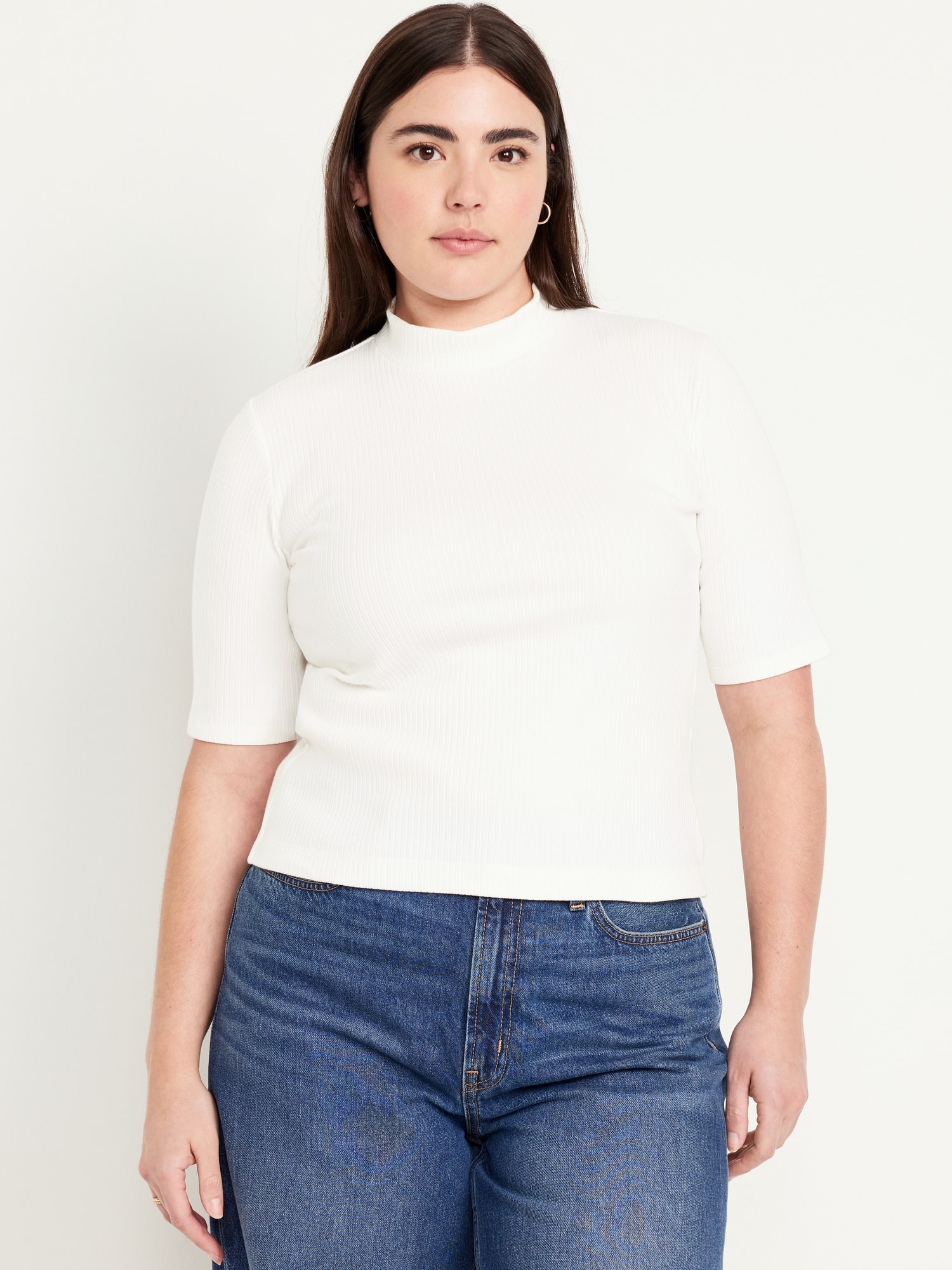 Ribbed Mock-Neck Top