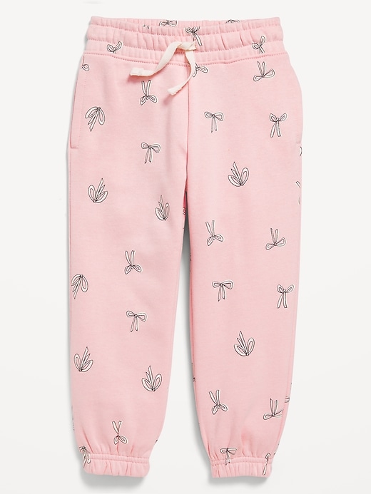 Voir une image plus grande du produit 1 de 1. Pantalon de jogging en coton ouaté à motif et ourlet cintré pour toute-petite fille