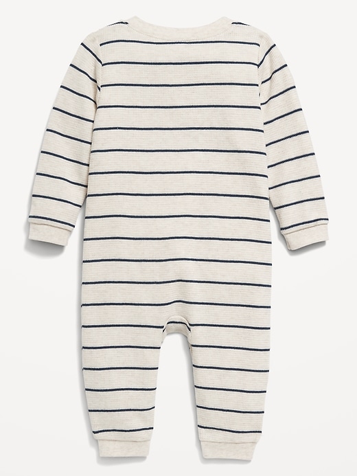 View large product image 2 of 2. Printed Long-Sleeve Thermal-Knit Henley One-Piece for Baby