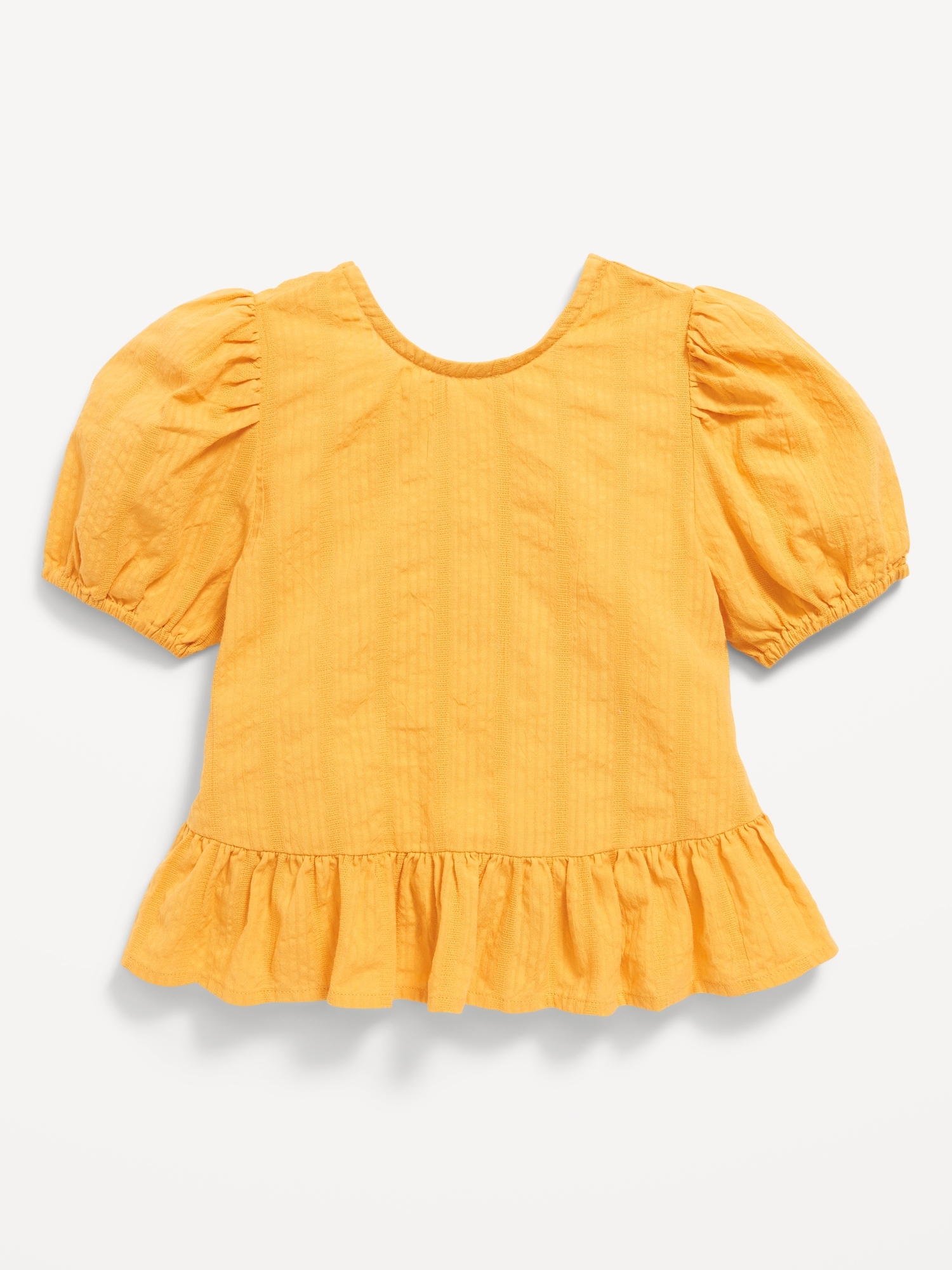 Short-Sleeve Textured Ruffle-Hem Top for Toddler Girls