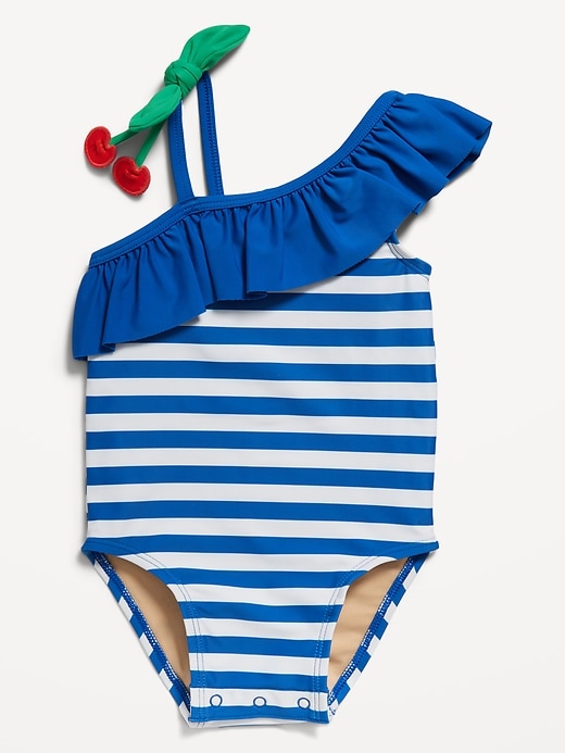 View large product image 1 of 2. One-Shoulder Ruffle-Trim One-Piece Swimsuit for Baby