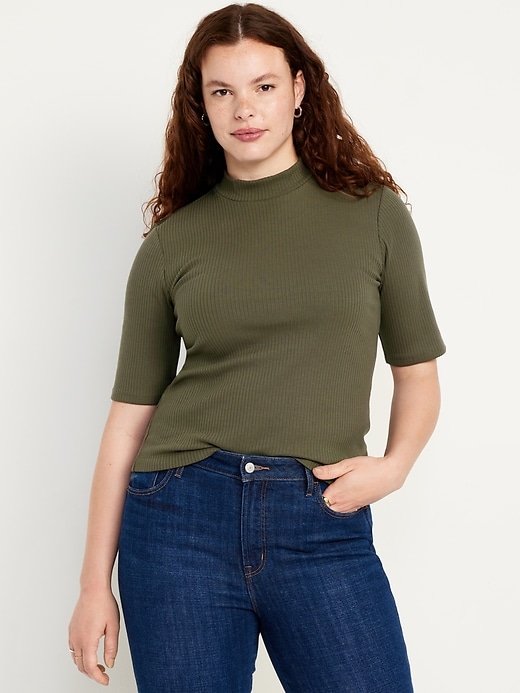 Image number 5 showing, Ribbed Mock-Neck Top