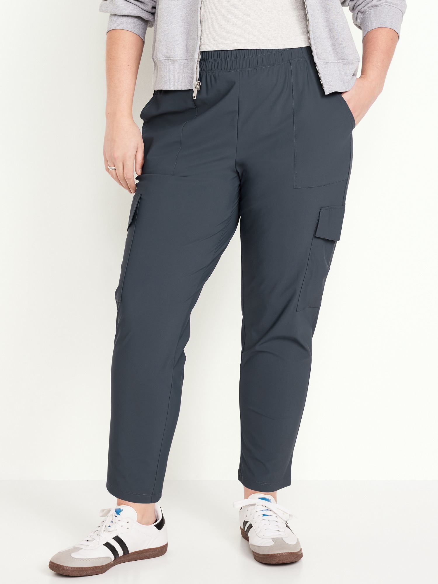 High-Waisted SleekTech Cargo Ankle Pants