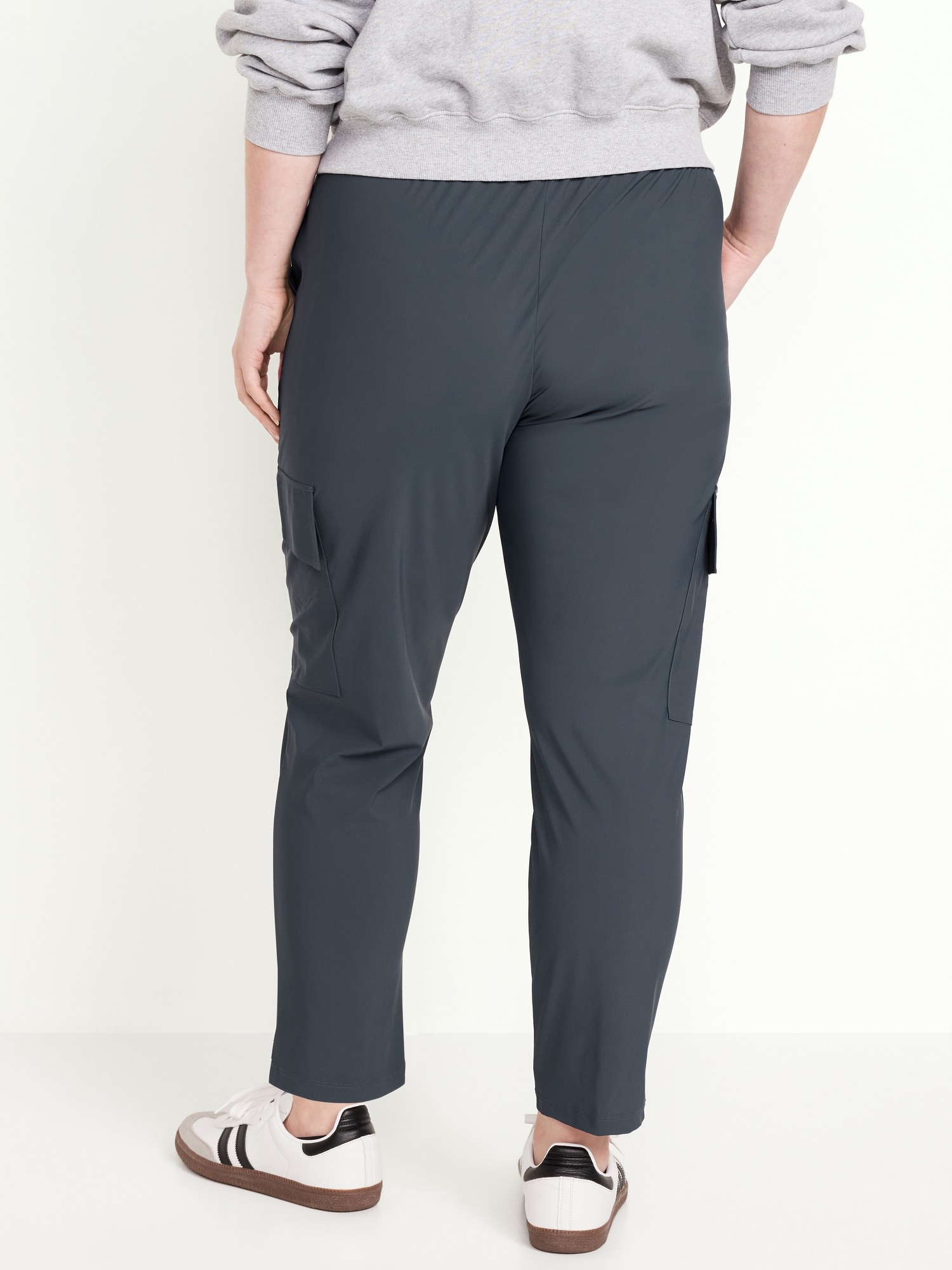 High-Waisted SleekTech Cargo Ankle Pants