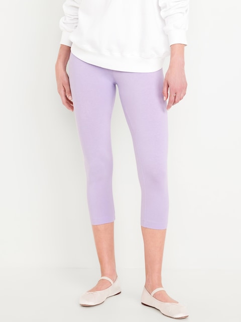 High-Waisted Fashion Layering Cropped Legging - Purple