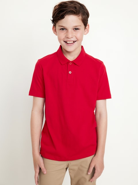 School Uniform Jersey Polo Shirt for Boys - Red