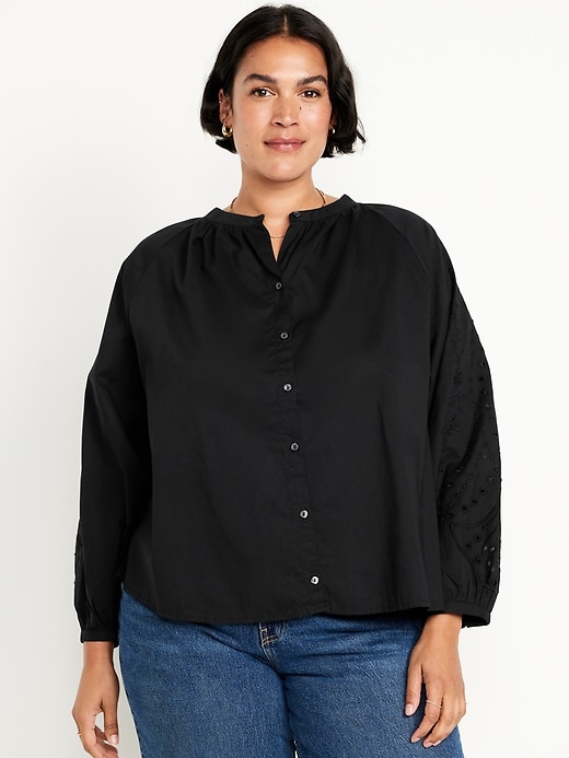 Image number 7 showing, Split-Neck Button-Down Top