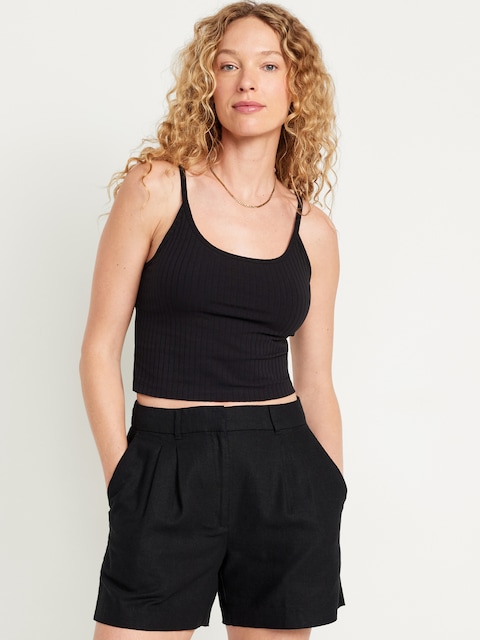 CAMISOLE AJUSTÉE ULTRA-COURTE EN TRICOT CÔTELÉ