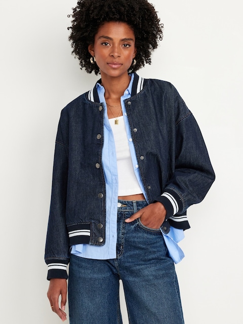 Blouson aviateur en denim - Bleu