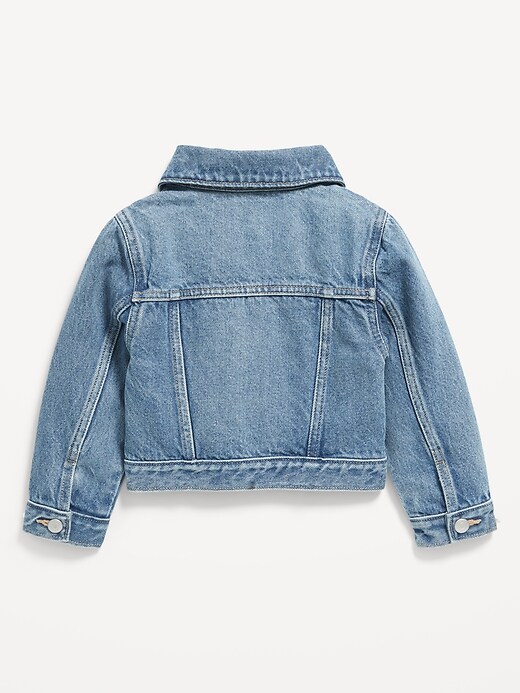 View large product image 2 of 2. Embroidered Cropped Trucker Jean Jacket for Toddler Girls