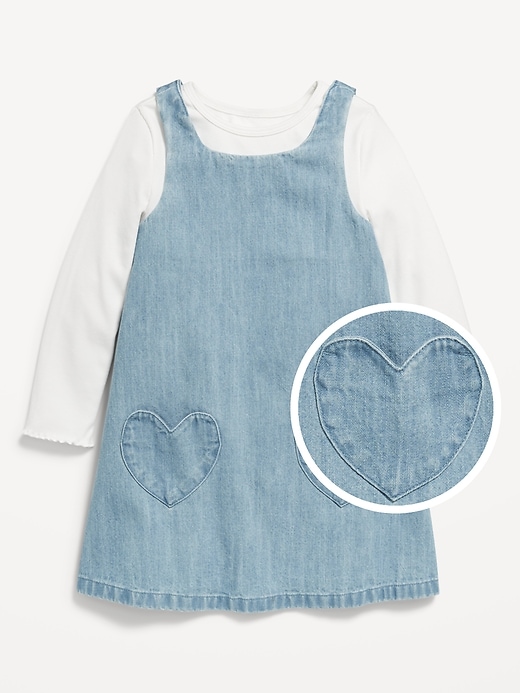 View large product image 1 of 3. Sleeveless Chambray Dress and T-Shirt Set for Toddler Girls