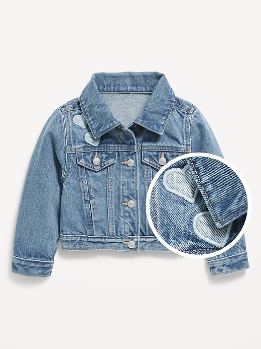 View large product image 1 of 2. Embroidered Cropped Trucker Jean Jacket for Toddler Girls