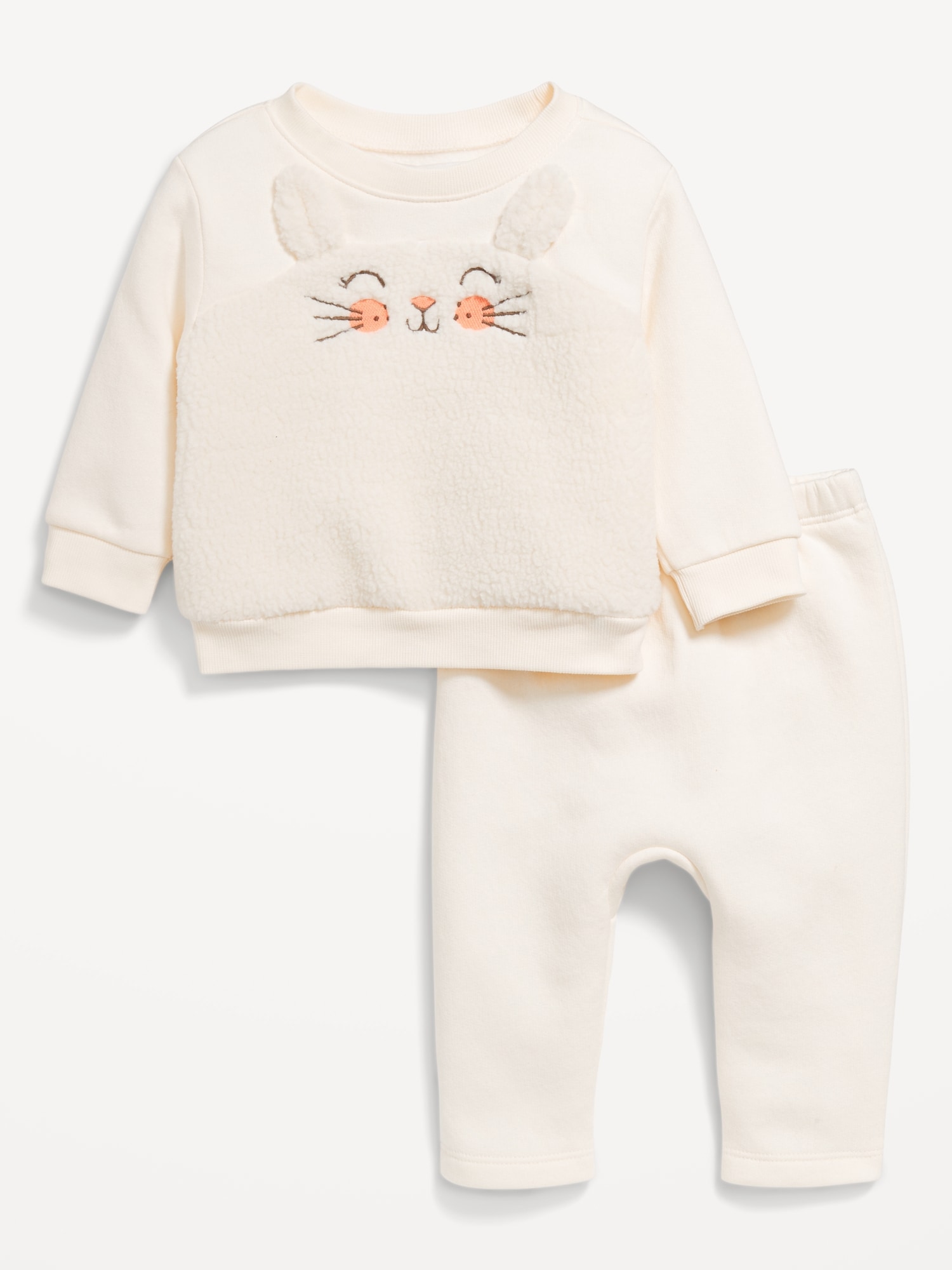 Crew-Neck Critter Sweatshirt and Sweatpants Set for Baby