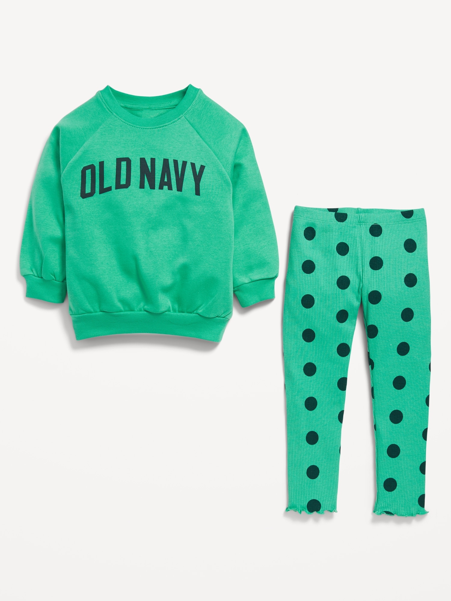 Long-Sleeve Logo Sweatshirt and Leggings Set for Toddler Girls