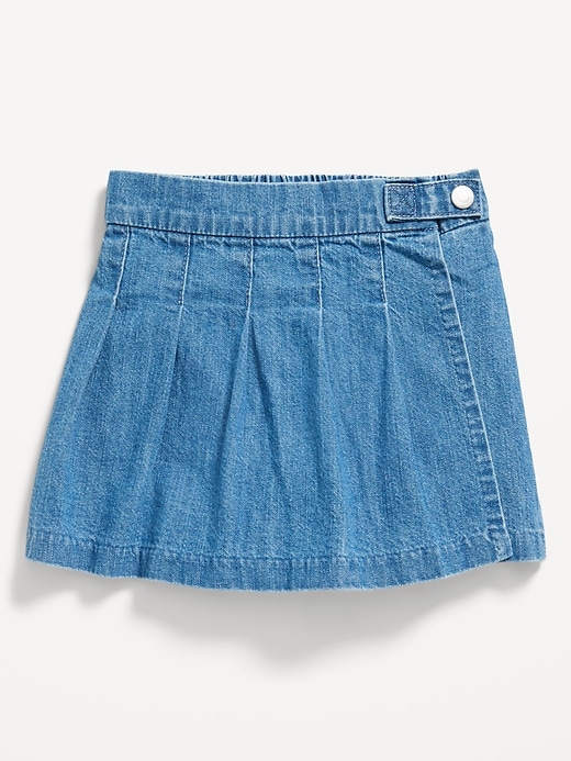 View large product image 1 of 3. High-Waisted Pleated Jean Skort for Toddler Girls