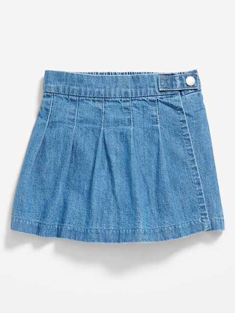 Jupe-short en jean à plis et à taille haute pour toute-petite fille