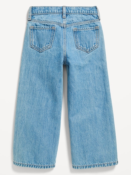 Voir une image plus grande du produit 2 de 3. Jean à coupe généreuse deux tons à jambe large et taille haute pour toute-petite fille